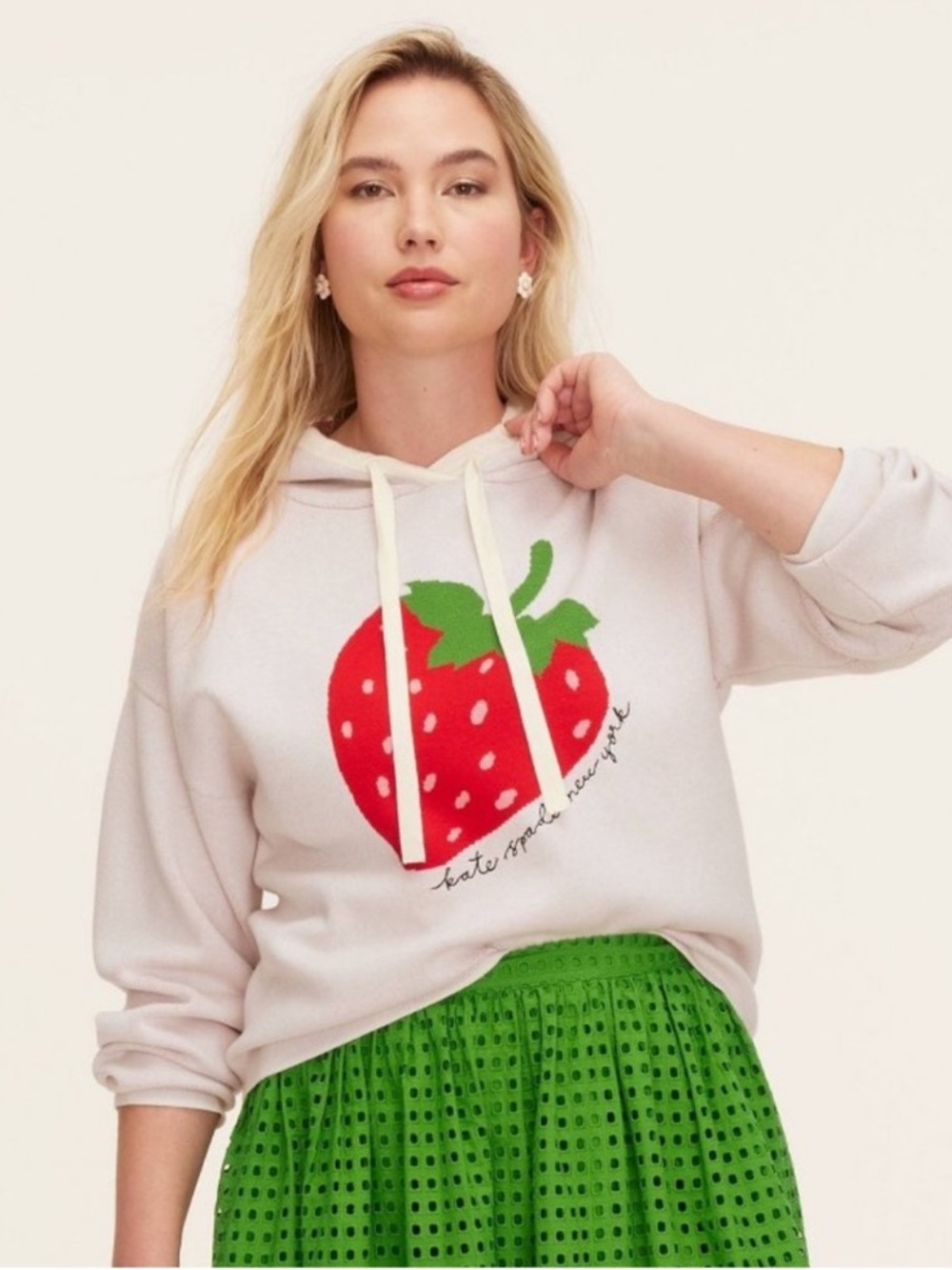 Kate Spade New York x Target Strawberry Knit Hooded Sweatshirt Sweater Size XS